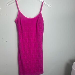 LILLY PULITZER Dellaria Dress Hot Pink Paisley Drop Knit Lace Size xs 1729